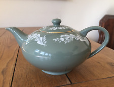 Lord Nelson Pottery 1 1/2 Pint Teapot Sage Green White Leaf Elijah Cotton