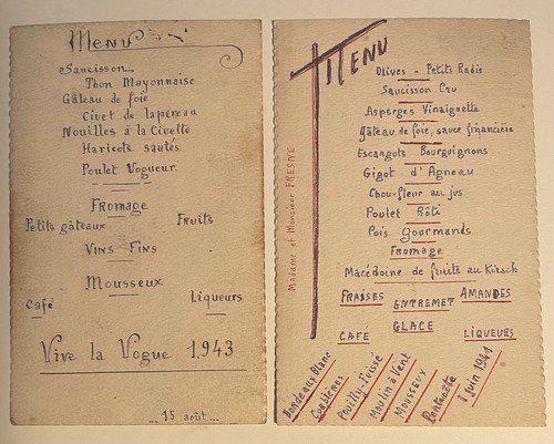 1941 1943 handwritten french - &,