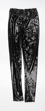 Womens Black Polyester Blend Capri Trousers Size 8 L28 in