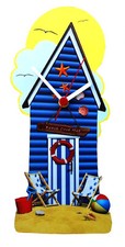 Blue Beach Hut Clock - Beach