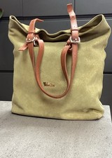 Genuine Suede Leather Double Handled Glittery Shoulder Bag, Valentina