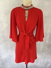 Dress UK 8 Red Beaded Neck