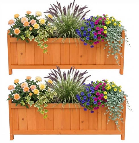 Long wooden garden - long, planter