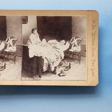 Military Victorian Risque Stereoview C1895 Real Photo Bedroom Home From War