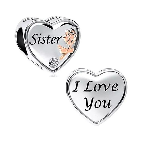Sister love you heart bead - love,