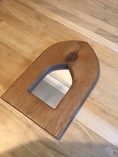 VINTAGE handmade solid oak small gothic-style wall mirror