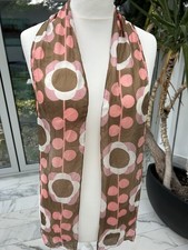 Orla Kiely Pure Silk Floral Scarf In Pink And Brown. Good Used Condition.