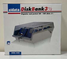 3.5" Floppy Disk Holder Storage Box With Keys - Holds 80 Disks - New Old Stock.