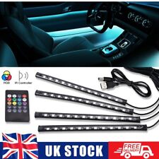 4x LED Neon Car Interior Footwell Light Strip Atmosphere USB RGB Remote Control