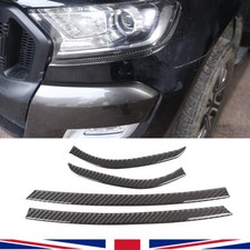 Car Headlight Eyebrow Trim Strip For Ford Ranger Wildtrak Carbon Fiber 2015-2021