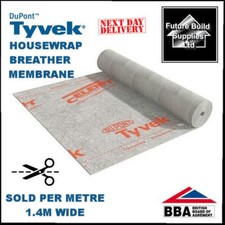 Tyvek Housewrap breather Membrane 1.4m Wide cut to size or full 100m Roll