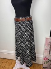 Ladies Saloos Tartan Check Midi Skirt with Belt Loops UK 10 12