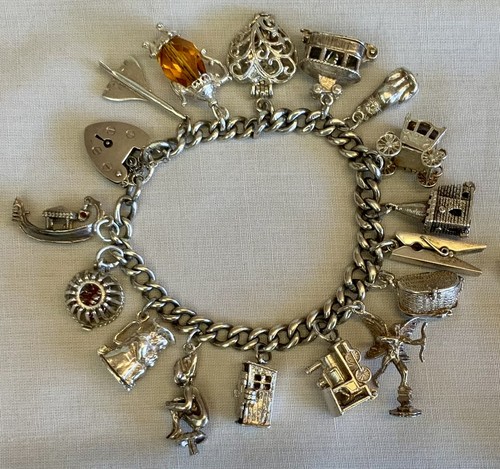 Vintage silver charm - silver, bracelet