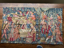 Vintage Medieval Figurative Tapestry Wall Hanging Wine Making 75 X 125 cm
