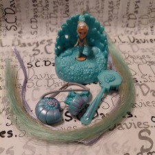 Tiny Polly Pocket Sized Doll Tomy 2005 Braidies Mermaid Plait clip stand