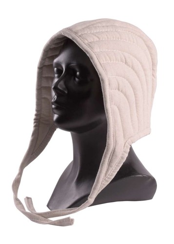White padded cotton arming cap - padded,