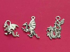 Tibetan silver dragon charms - ,
