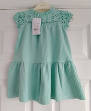 NEW MONSOON - Age 12 - 18 Months - Aqua Broderie Dress