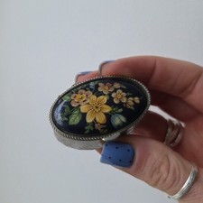 VTG Floral Pill Box Oval