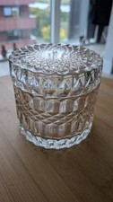 Diamond-cut Glass candle jar/candy or jewellery pot with a lid