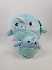 Squishmallow Elina The Narwhal & Baby 10" Plush Soft Toy With Tags
