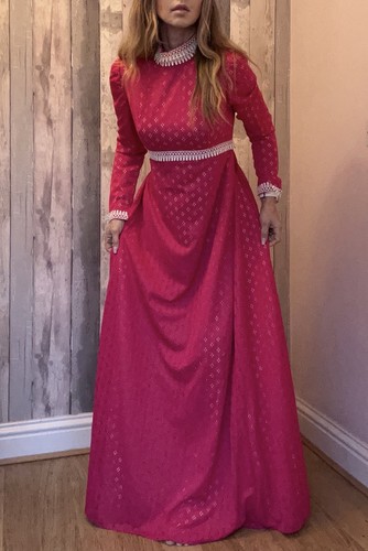 Vintage 70s pink prairie maxi - 70s,