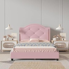 Kids Pink PVC Leather Single Bed Frame – Toddler/Childrens Bed – NEW (Box Damage