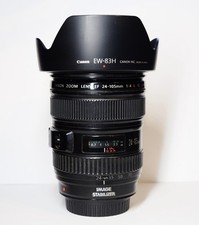 Canon EF 24-105mm f/4 L IS USM Lens – Excellent Optics, Hood, And Caps Included