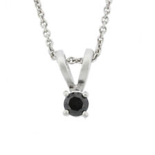 925 Sterling Silver 1/4ct Black Diamond Solitaire Necklace, 18"