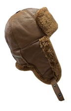 Real Sheepskin Hat Shearing Leather Bomber Trapper Hunting Wool Lining Warm