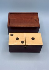 Miniature antique domino box & card box.