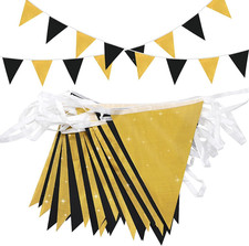20M Black Gold Bunting Banner