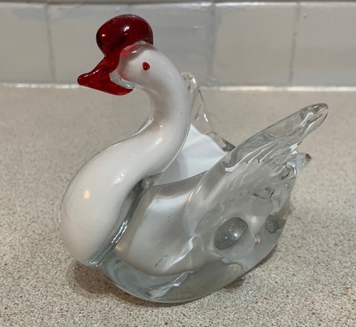 Vintage murano art glass swan - murano,
