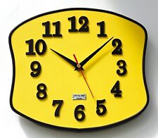 NEW 26cm Mid Century Yellow Wall Clock - Atomic Retro Vintage French Formica