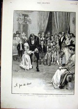 Original Old Antique Print 1892 Lady Mayoress Fancy Dress Ball Mansion House