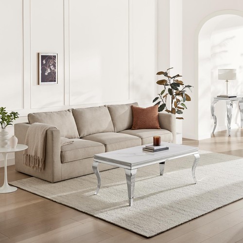 Skye rectangular white marble - white,