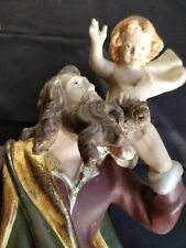 Hand Carved Wooden St Christopher with Christ Child
