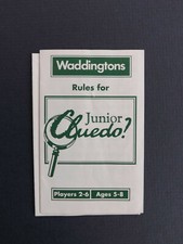 JUNIOR CLUEDO Game Waddingtons 1993 RULES OF PLAY ONLY, Not Complete Game