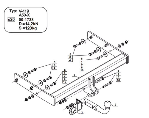 Swan neck tow bar - neck, vw