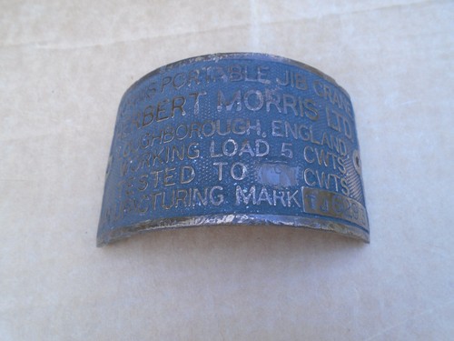 Brass colliery equipment plate
