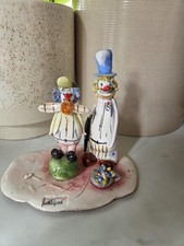 Vintage Zampiva Italy Ceramic Clown Figurine Duo – Handcrafted Art Pottery