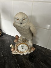 1990 The Snowy Owl Fine Porcelain Clock, Franklin Mint, Raymond Watson 