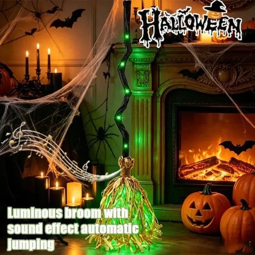 Animated witches broom - 35",