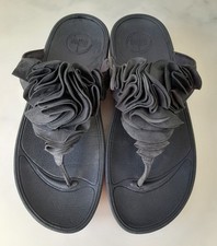 FITFLOP FROU SIZE 5/38 NAVY SUEDE RUFFLE FLIP FLOPS SANDALS VGC FREE P&P