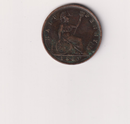Queen victoria half penny 1860 - victoria,