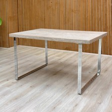 Fabb ‘Hollywood’ Marble Effect Solid Oak 140cm Fixed Dining Table with Metal Leg