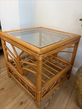 Vintage Bamboo Table Glass Top