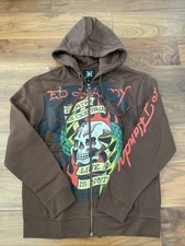 Ed Hardy Men’s Brown Zip Up