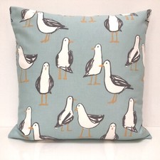 Seagull Cushion Cover DOUBLE SIDED Nautical Beach Coastal Bird Seaside Fabric