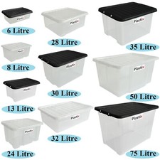 High Quality Plastic Storage Clear Box With Lids Home Office Stackable UK Made